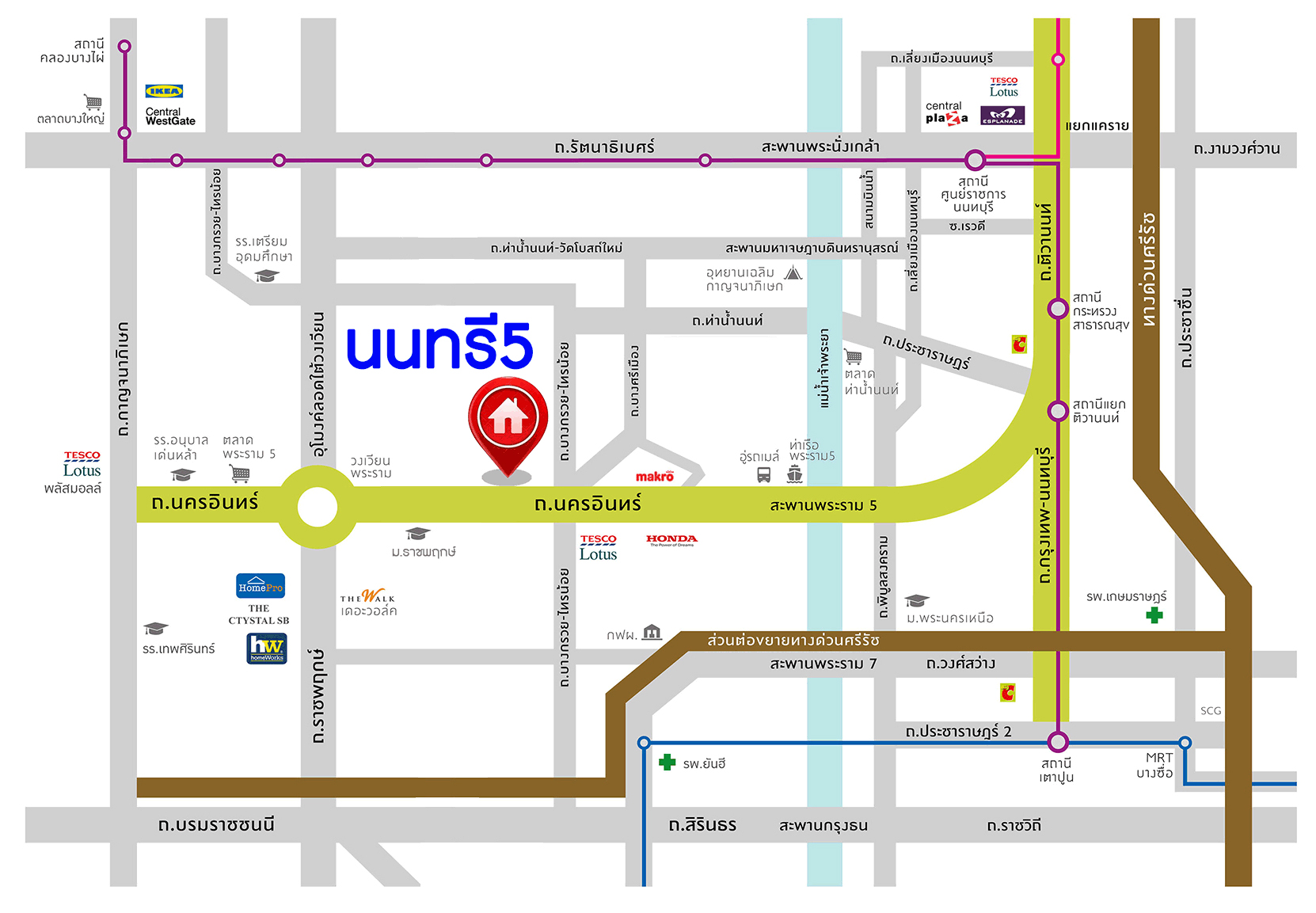 บ้านมือสองตกแต่งใหม่ โครงการ นนทรี5 พระราม5 หลังริม เนื้อที่ 51.60 ตร.ว. พื้นที่ใช้สอยกว้างถึง 253.25 ตร.ม. ฟังก์ชัน 3 ห้องนอน 3 ห้องน้ำ จอดรถได้ 2 คัน บนสุดยอดทำเล! ใกล้รถไฟฟ้า "สถานีแยกติวานนท์" และทางด่วน"ศรีรัช" ขับรถเพียง 5 นาที ก็ถึงวงเวียนพระราม5 ที่เชื่อมต่ออีกหลายหลายเส้นทางได้อย่างรวดเร็ว